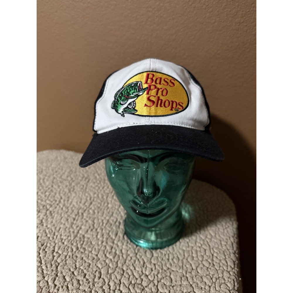 Bass Pro Shops Hat Cap Snap Back Mens One Size Black Mesh Trucker Fishing Logo